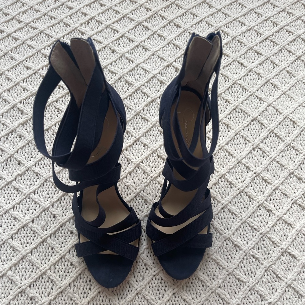 Jessica Simpson Navy Blue Strappy Heels - New Never Worn
